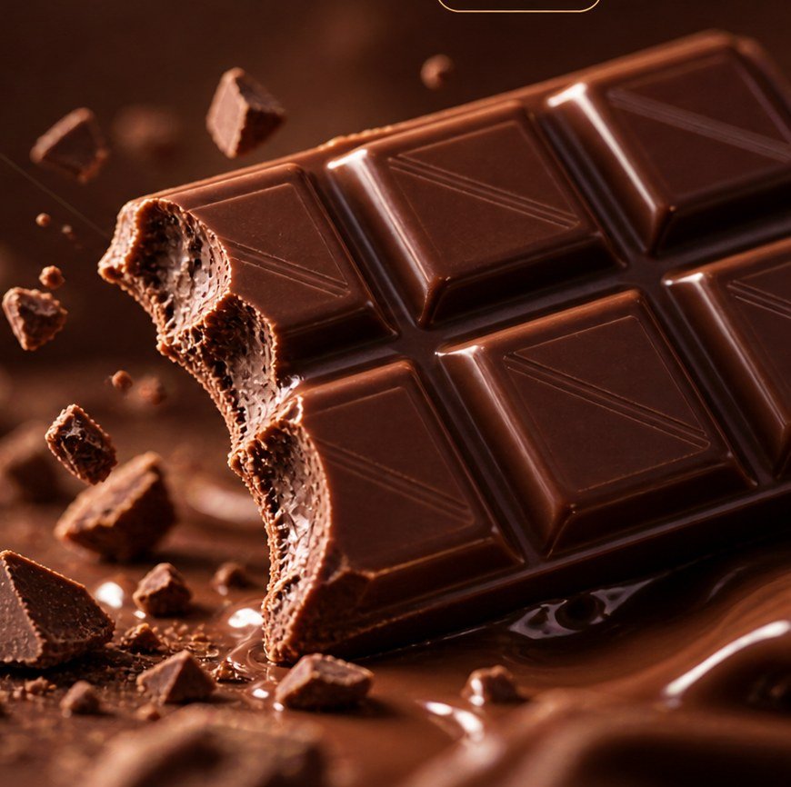 Chocolate bar with a bitten edge